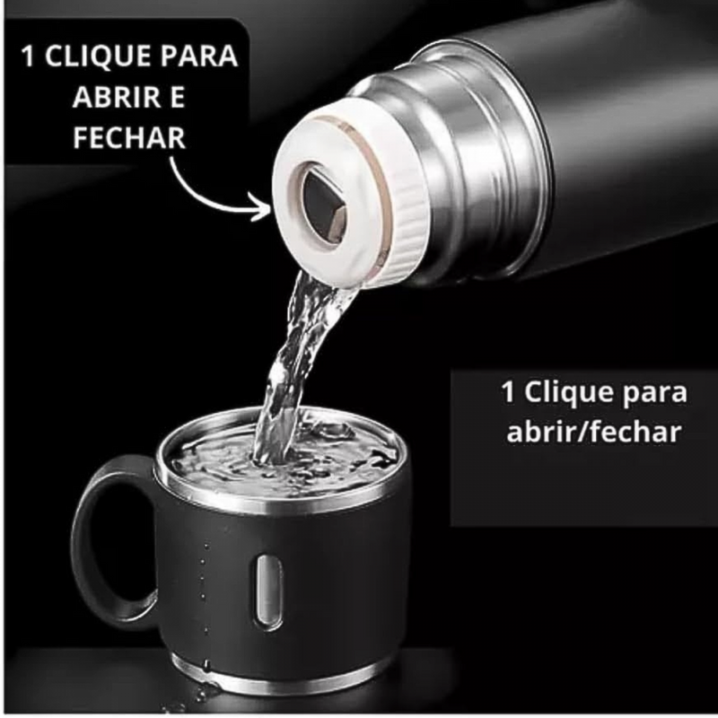 Garrafa Térmica Inox 500ml com 3 Xícaras