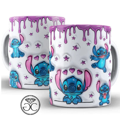 Caneca Personalizada Lilo e Stitch Disney Efeito 3D - Porcelana 325ml