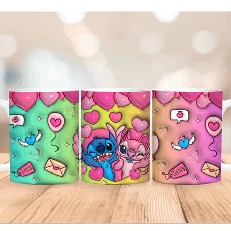 Caneca Personalizada Lilo e Stitch Disney Efeito 3D - Porcelana 325ml