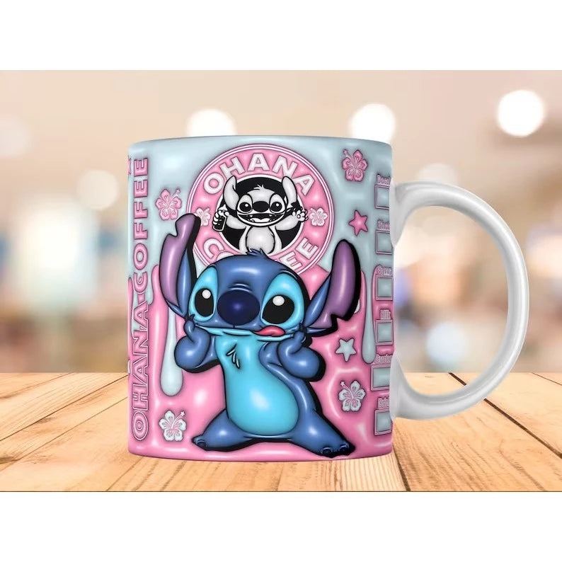 Caneca Personalizada Lilo e Stitch Disney Efeito 3D - Porcelana 325ml